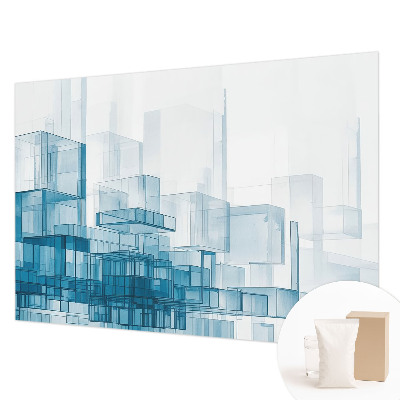 Papel mural texturado decorativo con diseño de cubos transparentes