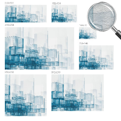 Papel mural texturado decorativo con diseño de cubos transparentes