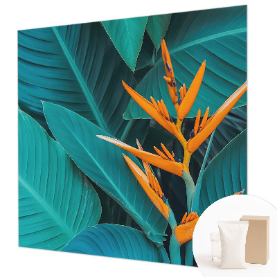 Mural de pared con estampado hermoso con motivo de flores frondosas