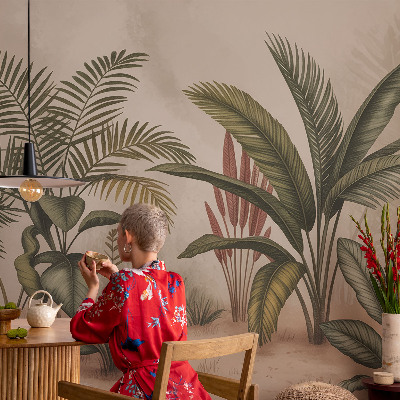 Papel mural con patrón decorativo con motivo vegetal