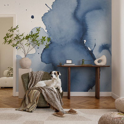 Papel mural texturado decorativo con salpicaduras en azul marino