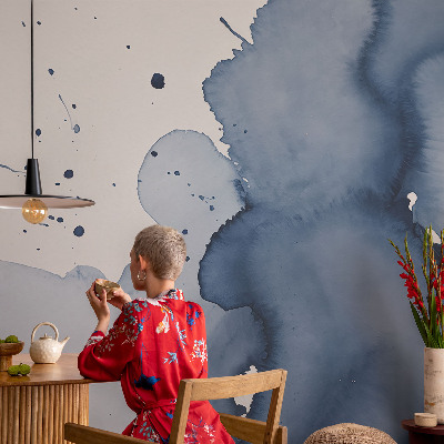 Papel mural texturado decorativo con salpicaduras en azul marino