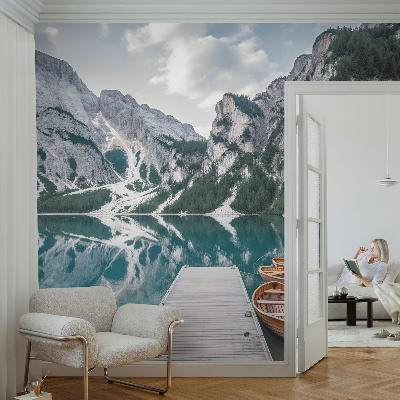 Fotomural decorativo para cabecero de cama con un panorama de montaña