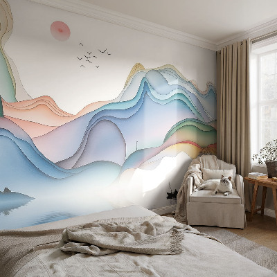 Mural de pared con estampado hermoso con un paisaje de ensueño