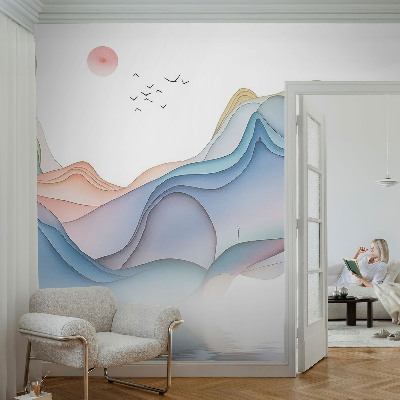 Mural de pared con estampado hermoso con un paisaje de ensueño