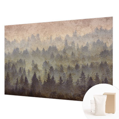 Papel mural texturado decorativo con diseño «Niebla forestal»