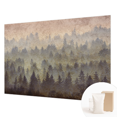 Papel mural texturado decorativo con diseño «Niebla forestal»