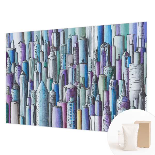 Mural decorativo con diseño de rascacielos de la ciudad