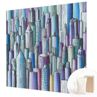 Mural decorativo con diseño de rascacielos de la ciudad