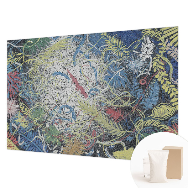 Mural de pared con estampado hermoso con remolinos de plantas
