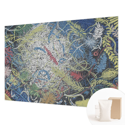 Mural de pared con estampado hermoso con remolinos de plantas