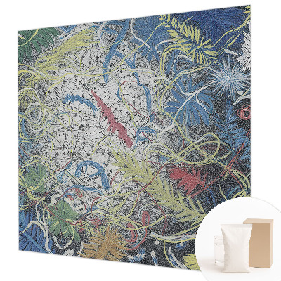 Mural de pared con estampado hermoso con remolinos de plantas