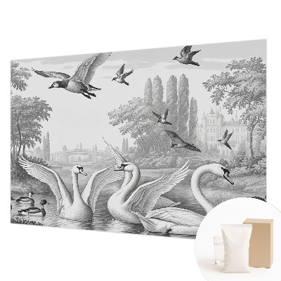 Papel mural con patrón decorativo con un paisaje clásico