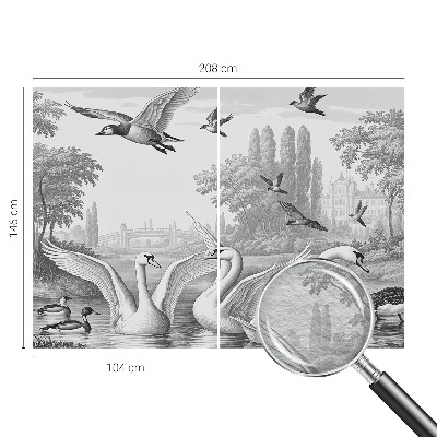 Papel mural con patrón decorativo con un paisaje clásico