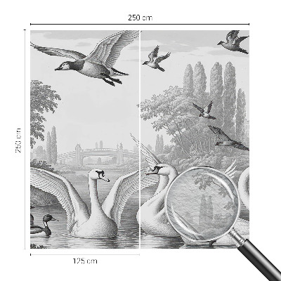 Papel mural con patrón decorativo con un paisaje clásico
