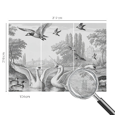 Papel mural con patrón decorativo con un paisaje clásico