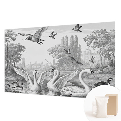 Papel mural con patrón decorativo con un paisaje clásico