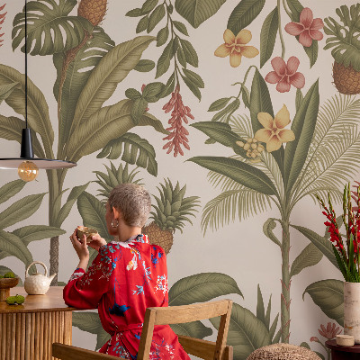 Mural de pared con estampado hermoso con motivo de naturaleza exótica