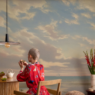 Papel mural texturado decorativo con diseño «Una orilla tranquila»