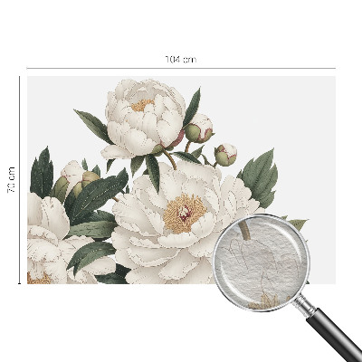 Mural decorativo con diseño de peonías blancas