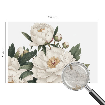 Mural decorativo con diseño de peonías blancas