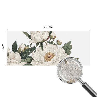 Mural decorativo con diseño de peonías blancas