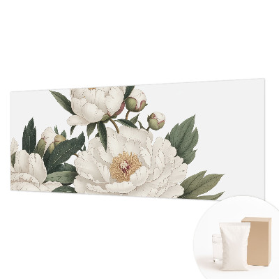 Mural decorativo con diseño de peonías blancas