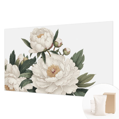 Mural decorativo con diseño de peonías blancas