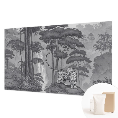 Papel mural con patrón decorativo con motivo de selva tropical