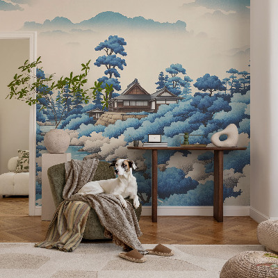 Papel mural texturado decorativo con diseño de naturaleza pacífica
