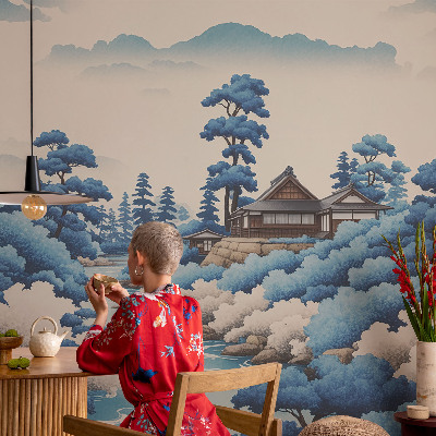 Papel mural texturado decorativo con diseño de naturaleza pacífica