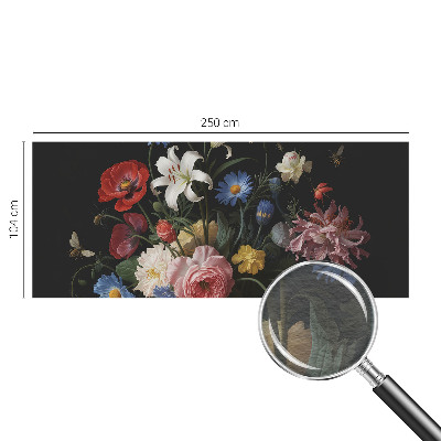 Mural de pared con estampado hermoso con motivo de flores e insectos