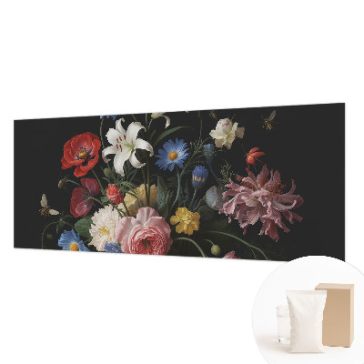 Mural de pared con estampado hermoso con motivo de flores e insectos