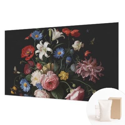 Mural de pared con estampado hermoso con motivo de flores e insectos