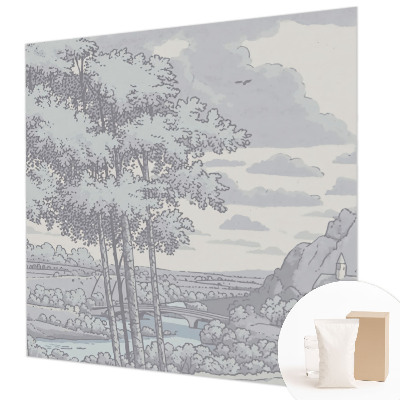 Papel mural con patrón decorativo con un paisaje de cuento de hadas