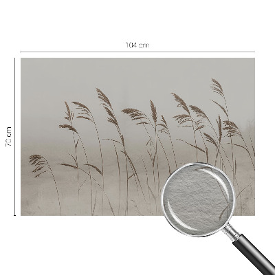 Fotomural decorativo para cabecero de cama con diseño de hierbas en la niebla