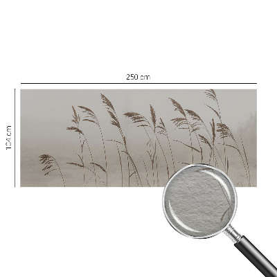 Fotomural decorativo para cabecero de cama con diseño de hierbas en la niebla