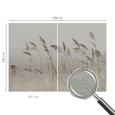 Fotomural decorativo para cabecero de cama con diseño de hierbas en la niebla