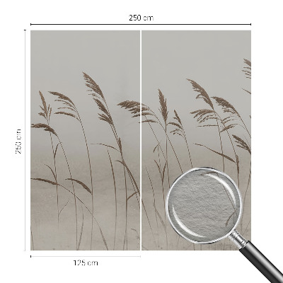 Fotomural decorativo para cabecero de cama con diseño de hierbas en la niebla