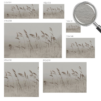 Fotomural decorativo para cabecero de cama con diseño de hierbas en la niebla