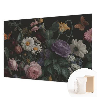 Papel mural con patrón decorativo con un motivo floral elegante