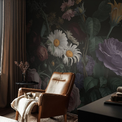 Papel mural con patrón decorativo con un motivo floral elegante