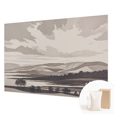Papel mural texturado decorativo con un motivo de paisaje tranquilo