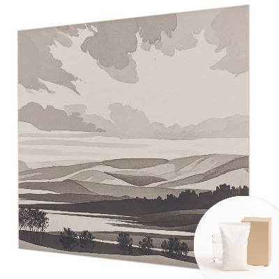 Papel mural texturado decorativo con un motivo de paisaje tranquilo
