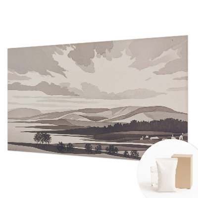 Papel mural texturado decorativo con un motivo de paisaje tranquilo