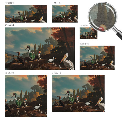 Fotomural decorativo para cabecero de cama con un motivo de pájaros pintorescos