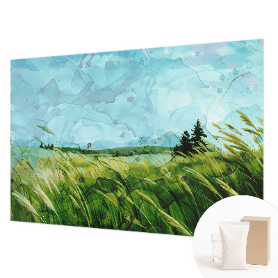 Papel mural con patrón decorativo con un motivo de paisajes verdes