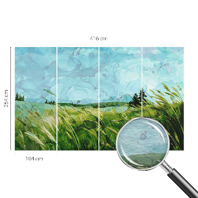 Papel mural con patrón decorativo con un motivo de paisajes verdes
