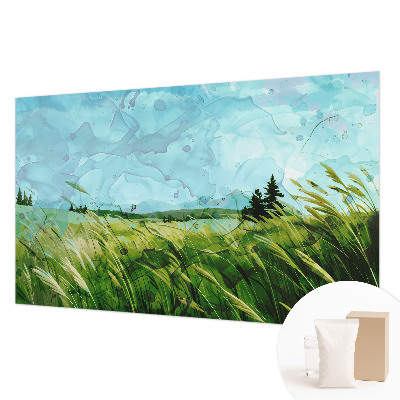 Papel mural con patrón decorativo con un motivo de paisajes verdes