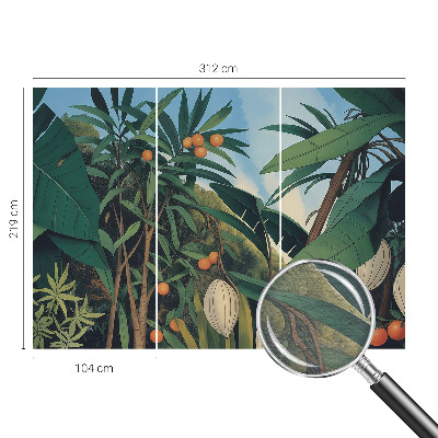 Fotomural decorativo para cabecero de cama con diseño de selva tropical